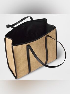 Gap Straw Faux Leather Tote Bag Purse Vacation Travel Beach Swimming Summer